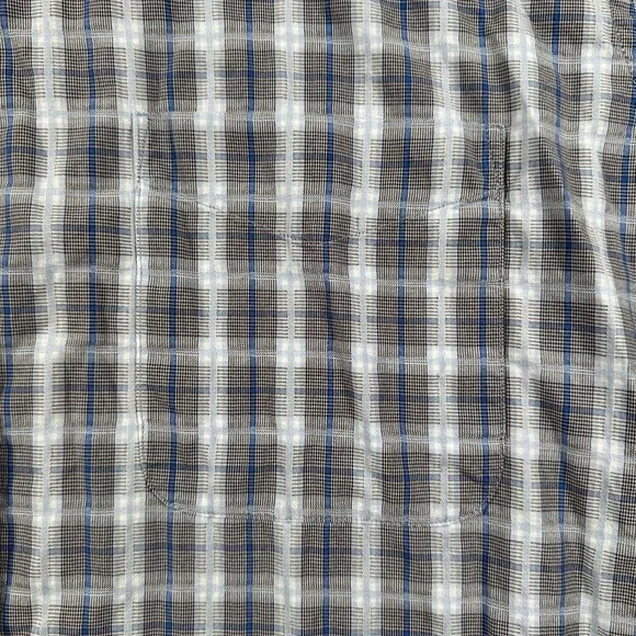 Alan Flusser Shirt Mens XL Casual Pocket Button Down Plaid Long Sleeve Blue‎ - Picture 4 of 7